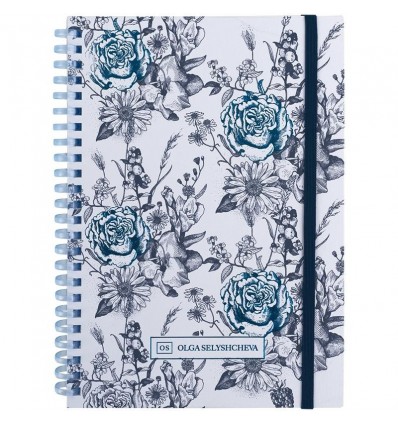 Блокнот на спирали карт. обк., А5, 80 л,кл., OS, Blue garden 8471-4-A-OS