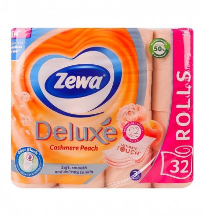 Бумага Zewa Deluxe туалетный персик 3 слоя 32 рулона