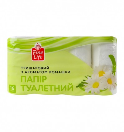 Папір туалет Fine Life 3-х шар з ароматом ромашки 16шт