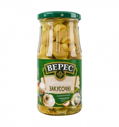 Шампіньйони Верес Закусочні мариновані стерилізовані 1ґ 425г