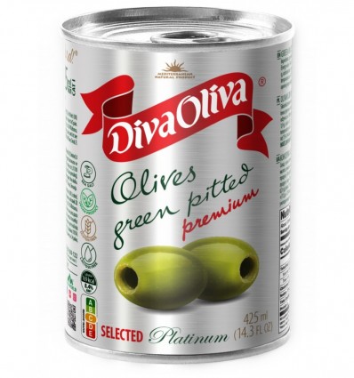 Оливки Diva Oliva зеленые без косточки отборные 425 мл