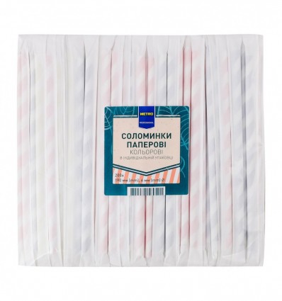 Соломинки бумажные Metro Professional цветов 6*190мм 200шт