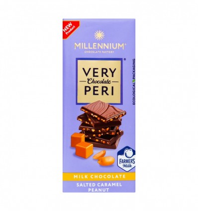 Шоколад Millennium Very Peri молочний з арахісом та солоною карамеллю 85г