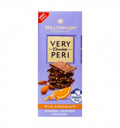 Шоколад Millennium Very Peri молочний з мигдалем карамеллю та апельсиновою цедрою 85г