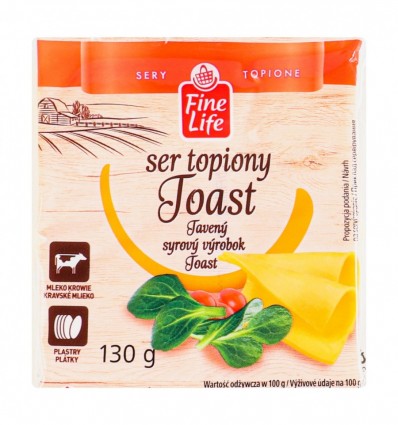 Сир плавлений Fine Life Toast 36% скибочки 8*16.25г/уп