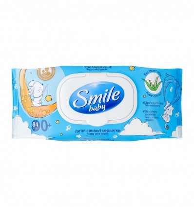 Серветки вологі Smile Baby ультрам`які з екстракт алое 84шт