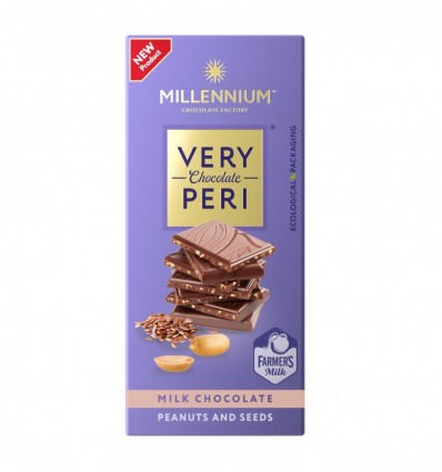 Шоколад Millennium Very Peri молочний з арахісом льоном та чіа 85г