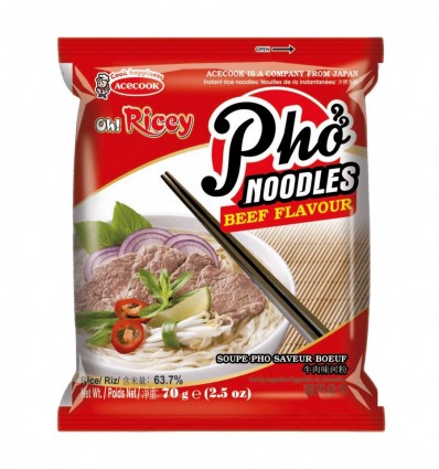 Локшина Eycook Oh!Irice рисова зі смаком яловичини швидкого приготування 70г