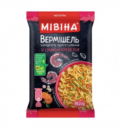 Вермішель Мівіна зі смаком креветки з овоч негостра 59.2г
