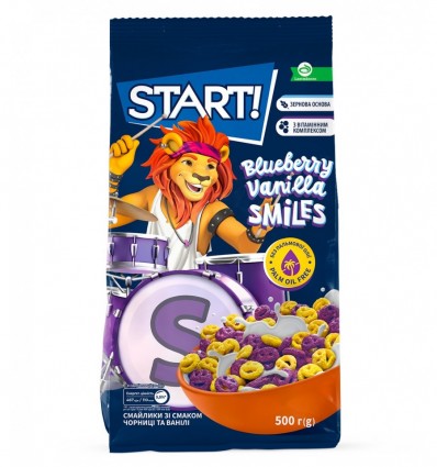 Сніданки сухі Start! Смайлики зернові чорниц та ваніл 500г