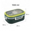 Ланчбокс с разделителем Kite K25-1182-3, 1100 мл, зеленый