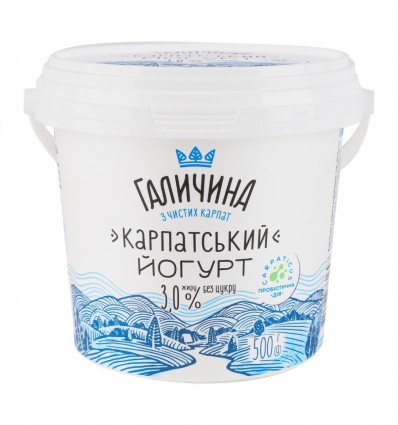 Йогурт Галичина Карпатский без сахара 3% 500г