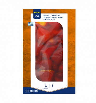 Перець Metro Chef болгарський червоний маринований фарширований м’яким сиром у соняшниковій олії 1,1