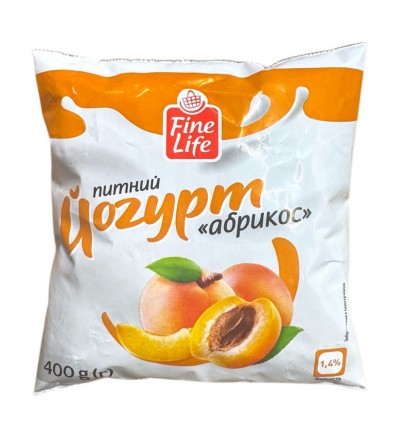 Йогурт Fine Life Абрикос питьевой с наполнителем 1.4% 400г