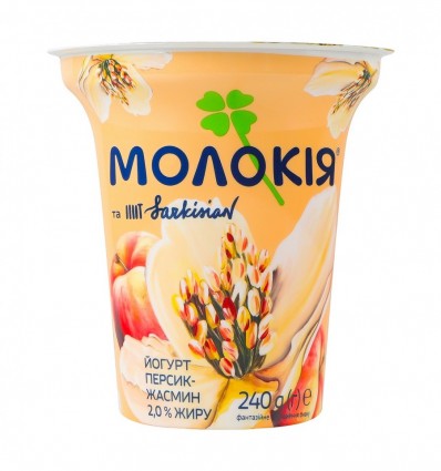 Йогурт Молокія Персик-жасмин з наповнювач фруктовим 2% 240г