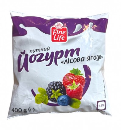 Йогурт Fine Life Лесная ягода питьевой с наполнитель 1.4% 400г