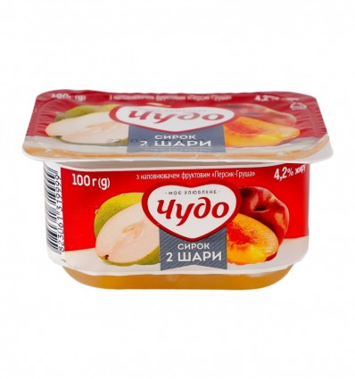 Сырок Чудо Персик-груша сбитый двухслойный 4.2% 100г