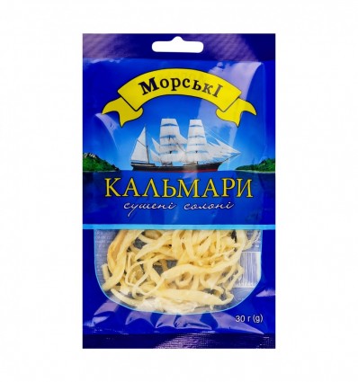 Кальмари Морські сушені солоні 30г