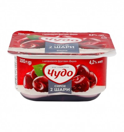 Сирок Чудо наповнювач Вишня двошаровий 4.2% 100г