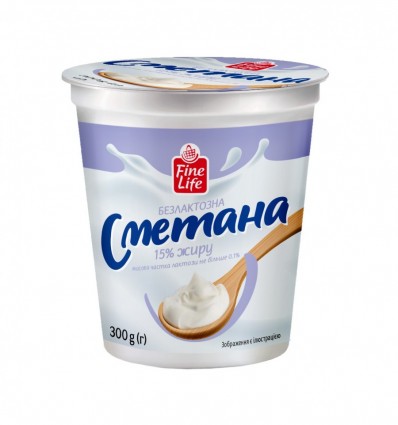 Сметана Fine Life 15% б/л 300г