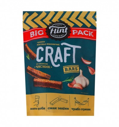 Гренки ржано-пшеничные Flint Craft Bars Чеснок 120г