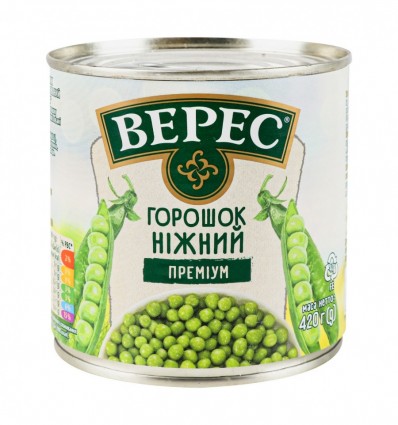 Горошок Верес Преміум Ніжний зелений 420г