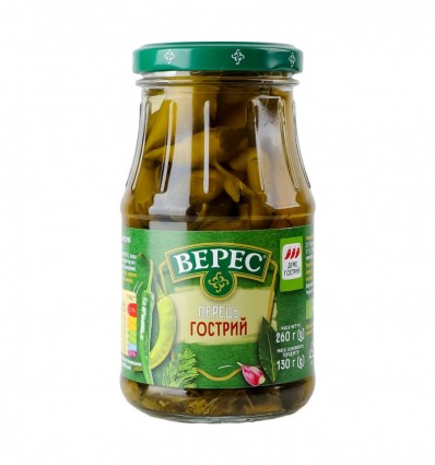 Перець гострий Верес стручковий маринований стерилізов 260г