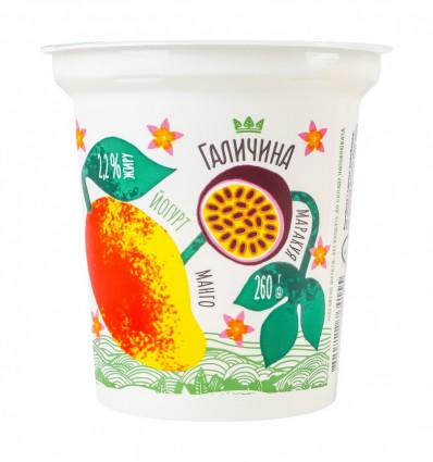 Йогурт Галичина Манго-маракуя десертный 2.2% 260г