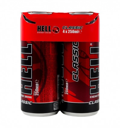 Напій енергетичний Hell Classic б/а газований 4 х 250мл