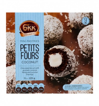 Пирожные Киев БКК Petits fours Coconut 225г