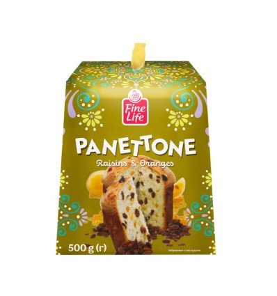 Кекс Fine Life Панетоне з родзинками та апельсиновими цукатами 500г