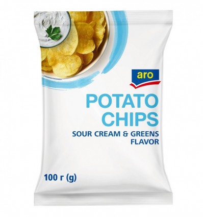 Чипсы Aro картофельные со вкусом сметаны с зеленью 100г