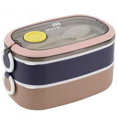 Ланчбокс подвійний з наповненням Kite K25-1181-1, 1600 мл, бежевий