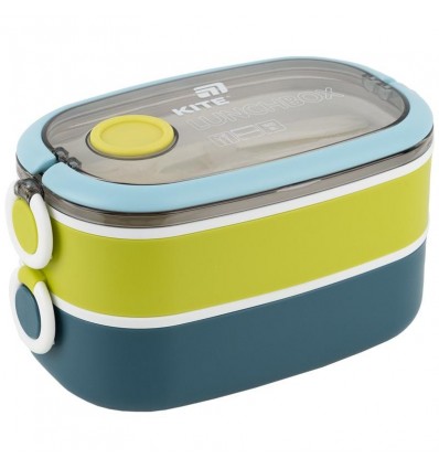 Ланчбокс подвійний з наповненням Kite K25-1181-2, 1600 мл, синій