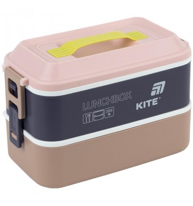 Ланчбокс двойной с наполнением Kite K25-1184-1, 2000 мл, бежевый