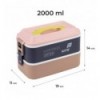Ланчбокс подвійний з наповненням Kite K25-1184-1, 2000 мл, бежевий