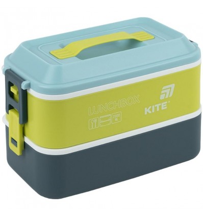 Ланчбокс двойной с наполнением Kite K25-1184-2, 2000 мл, синий