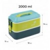 Ланчбокс двойной с наполнением Kite K25-1184-2, 2000 мл, синий