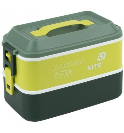 Ланчбокс двойной с наполнением Kite K25-1184-3, 2000 мл, зеленый
