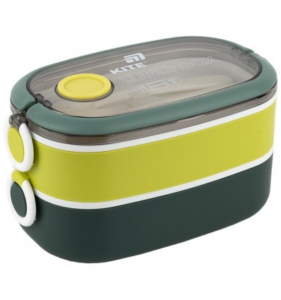 Ланчбокс двойной с наполнением Kite K25-1181-3, 1600 мл, зеленый