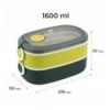 Ланчбокс двойной с наполнением Kite K25-1181-3, 1600 мл, зеленый