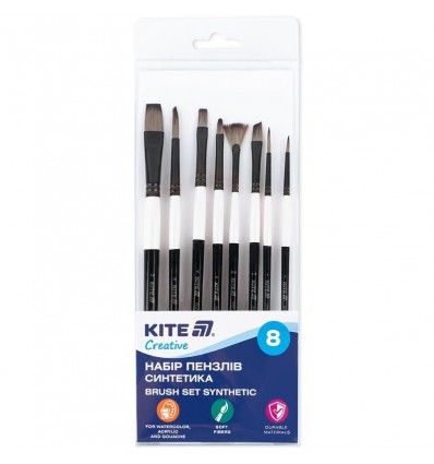Набір пензлів Kite Creative K-331 синтетика, 8шт (12,6,6,4,2/0,1/4,1,1)
