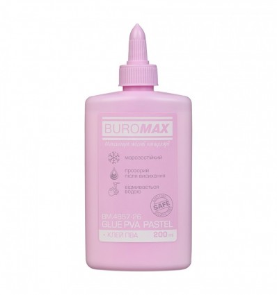 Клей ПВА 200 мл, PASTEL BM.4857-26, колпачок-дозатор, сиреневый