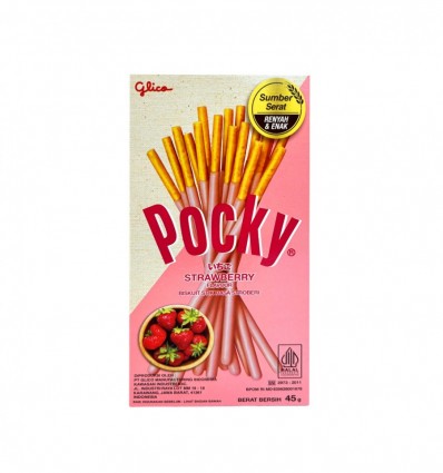 Печенье Glico Pocky в виде палочек покрыто глазурью со вкусом клубники 43,8% 45г