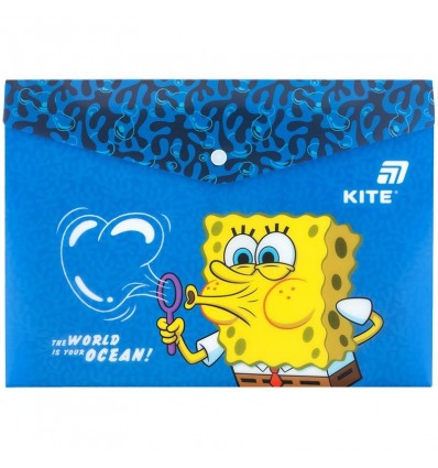 Папка на кнопке Kite SpongeBob SquarePants SB25-244, A4