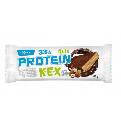 Батончик вафельний Max Sport Kex Nuts protein з горіхово-кремовою начинкою вкритий какао-глазур`ю 40