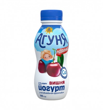 Йогурт Агуня Вишня для дітей від 8-ми місяців 2.7% 185г