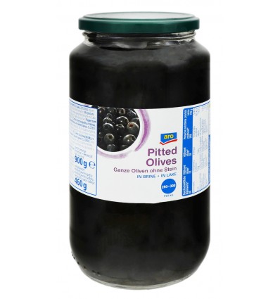 Оливки Aro чорні без кісточки у розсолі 900г