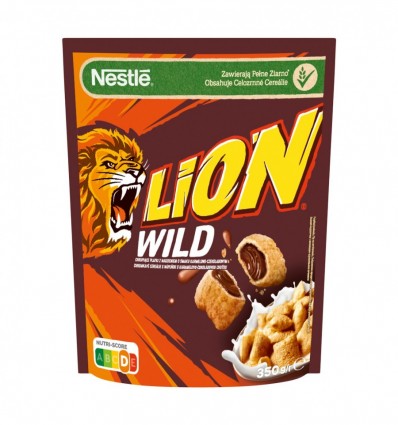 Завтрак сухой Lion Wild злаковые подушечки с шоколадом с витаминами и железом 350г