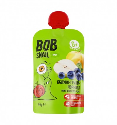 Пюре Bob Snail Baby Яблуко-груша-чорниця фруктово-ягідне 90г
